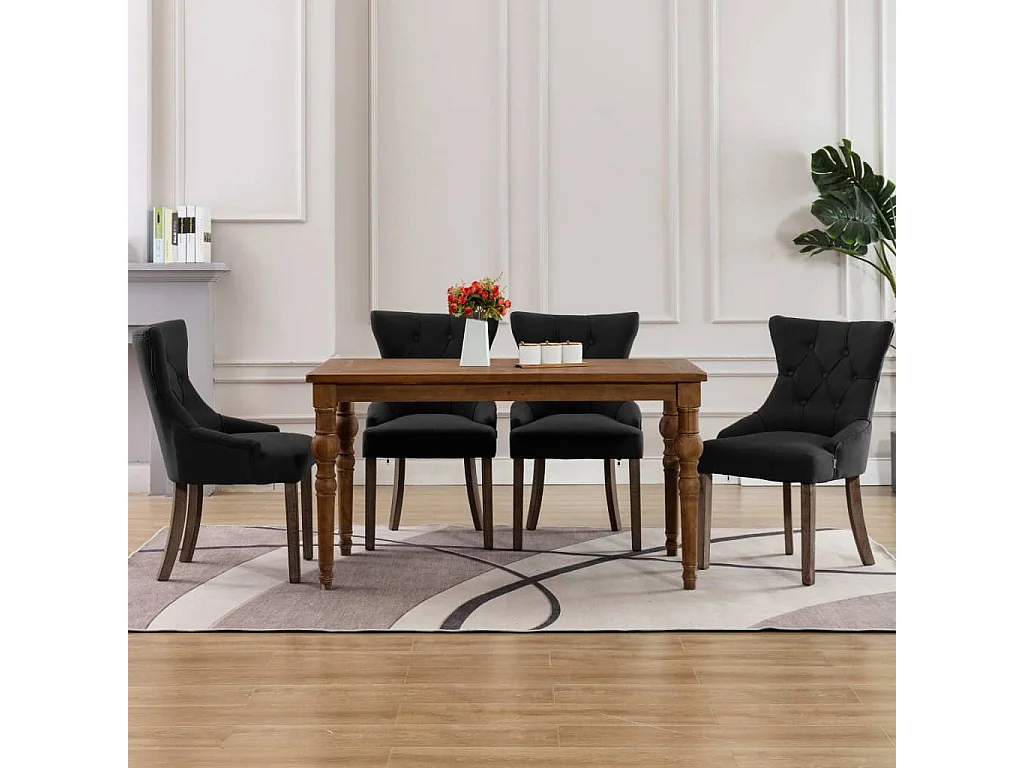 Chaises à manger lot de 4 noir tissu