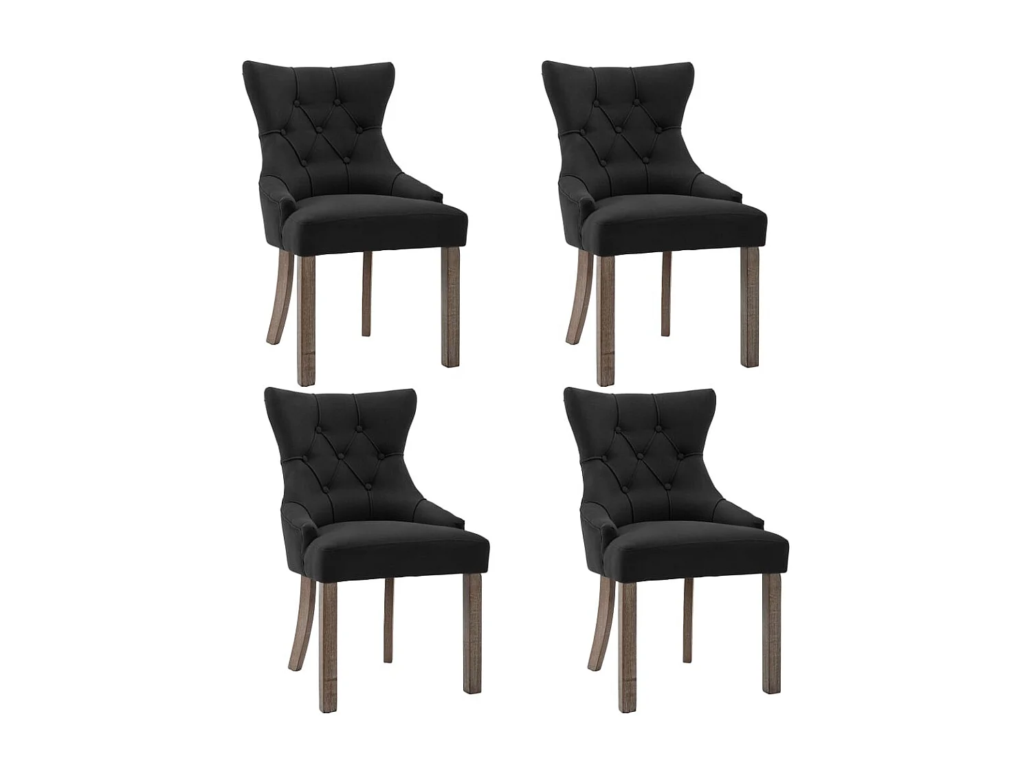 Chaises à manger lot de 4 noir tissu