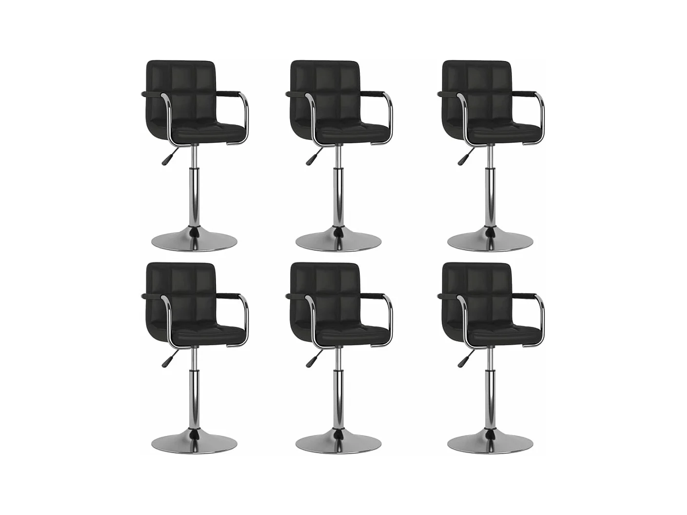 Chaises pivotantes à manger lot de 6 noir similicuir