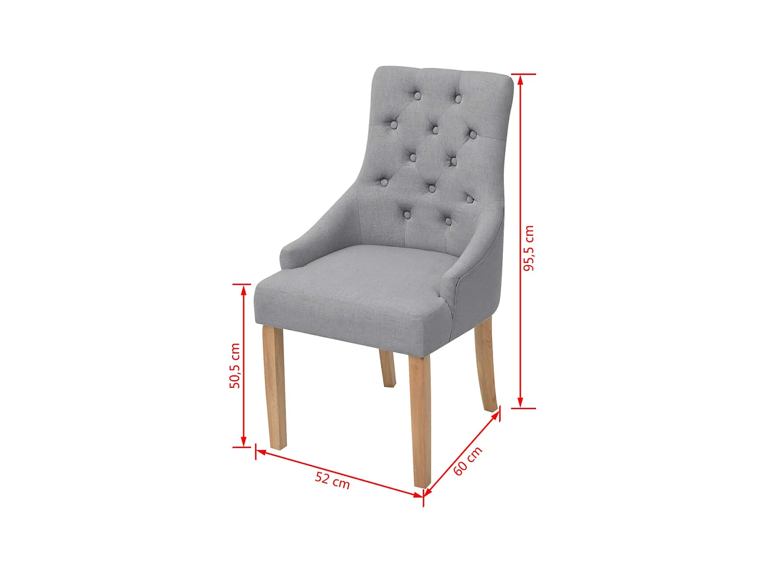 Chaises à manger lot de 2 gris clair tissu