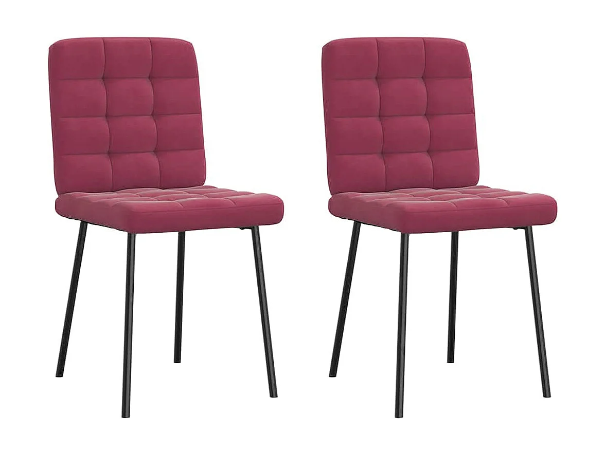 Chaises à manger lot de 2 Rouge bordeaux Velours