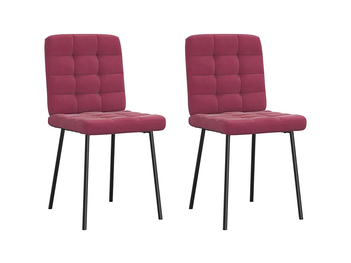Chaises à manger lot de 2 Rouge bordeaux Velours
