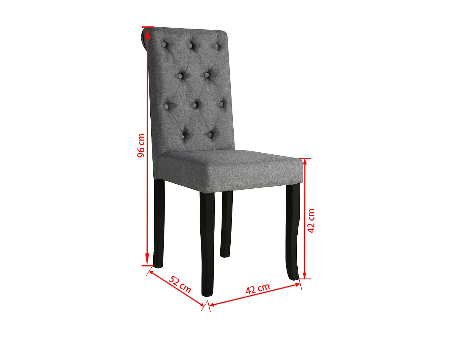 Chaises à manger lot de 6 gris foncé tissu