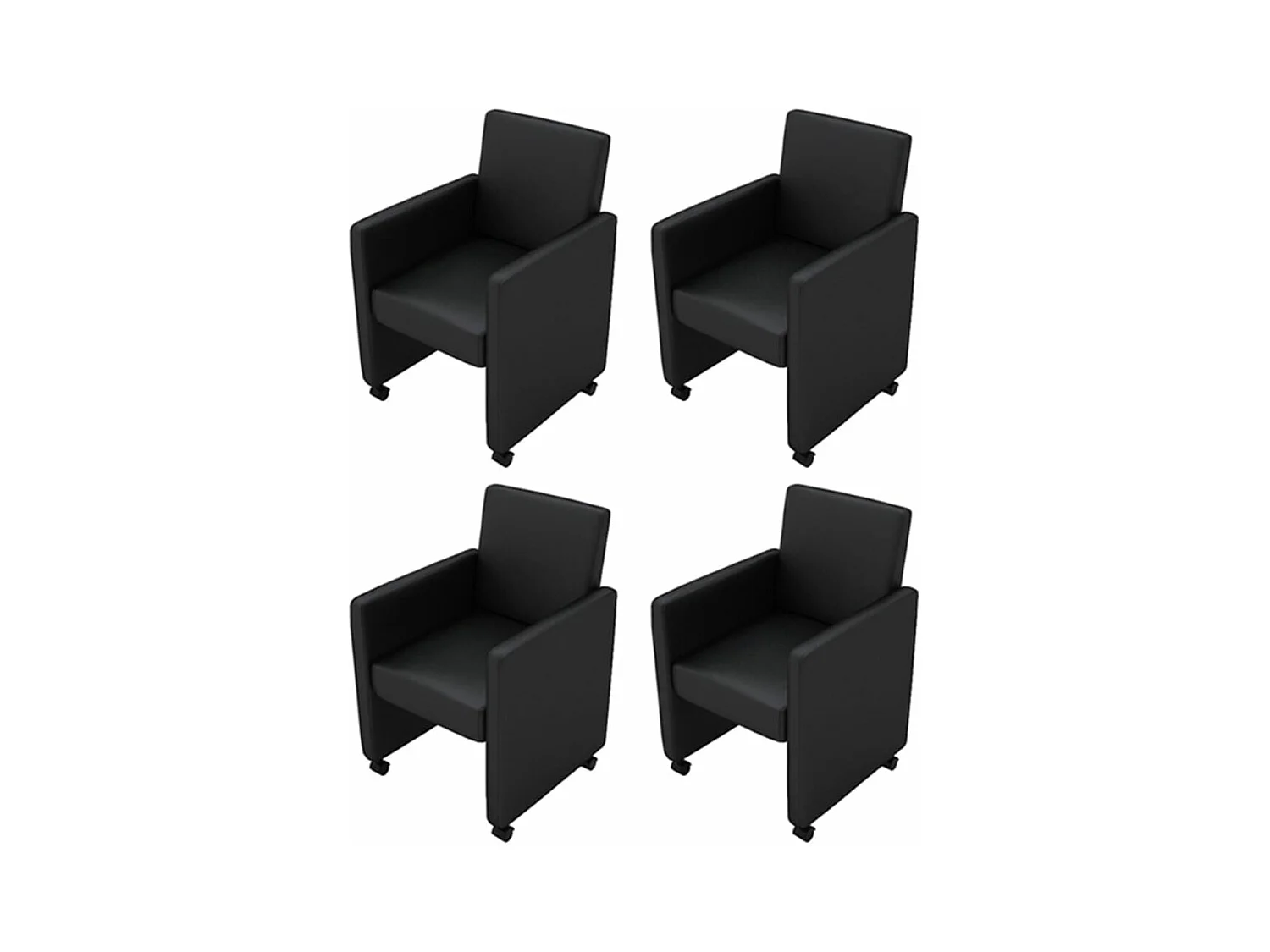 Chaises à manger lot de 4 noir similicuir