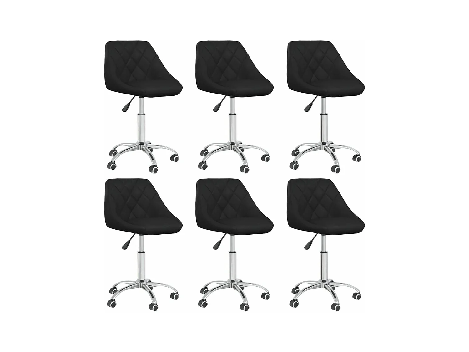 Chaises pivotantes à manger lot de 6 noir similicuir