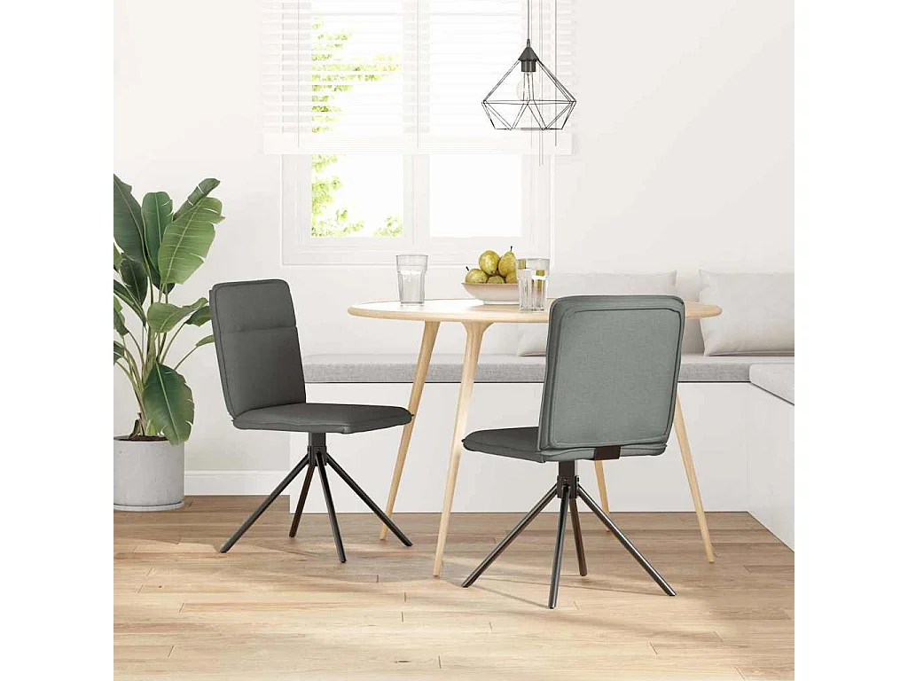 Sillas de comedor 2 unidades tela gris oscuro