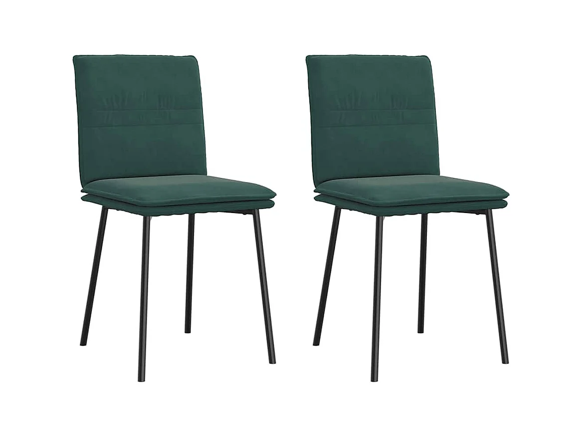 Chaises à manger lot de 2 Vert foncé Velours