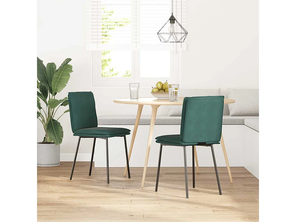Chaises à manger lot de 2 Vert foncé Velours