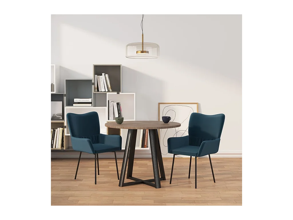 Chaises à manger lot de 2 Bleu Velours