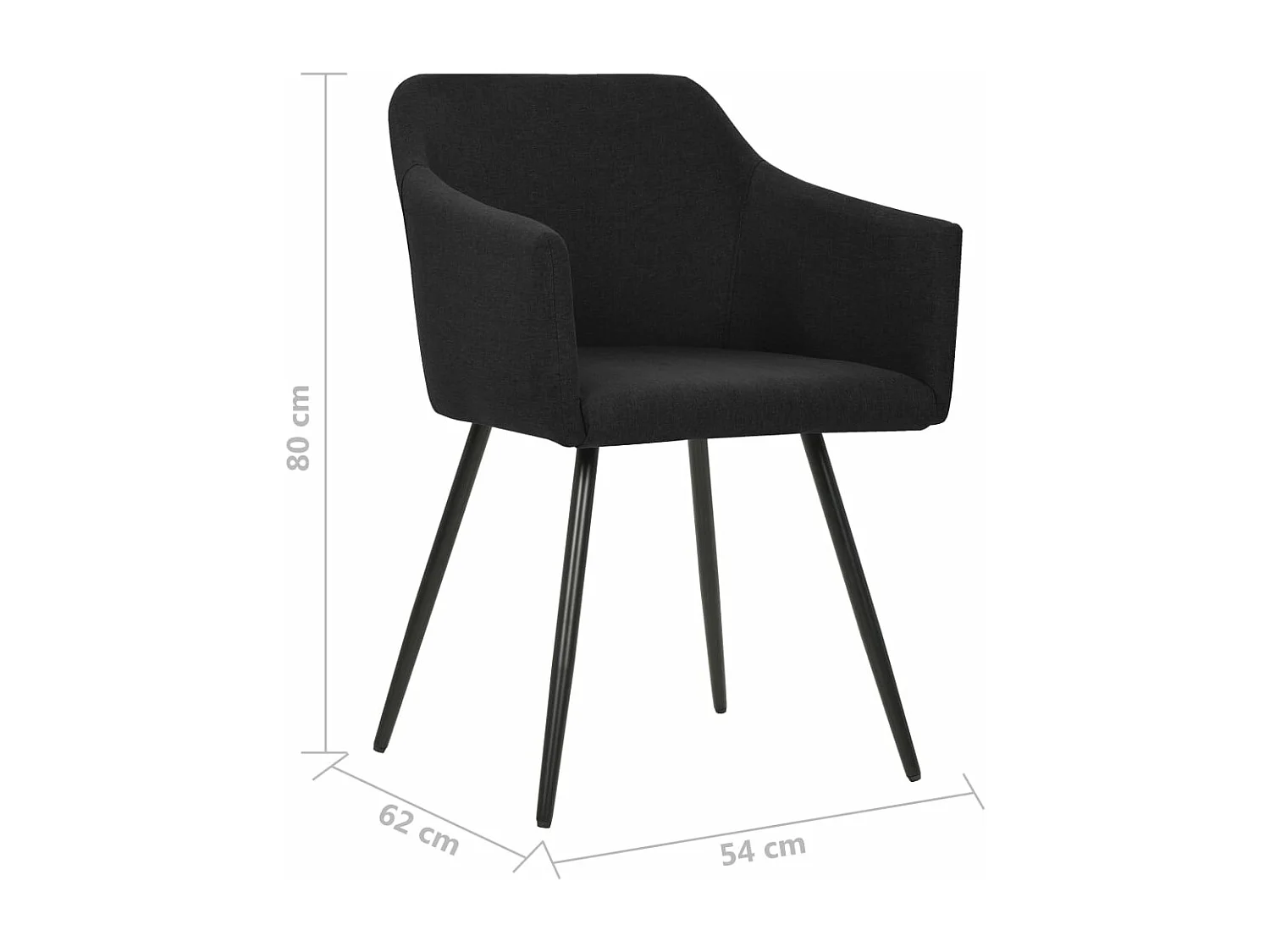 Cadeiras de jantar 2 peças tecido preto