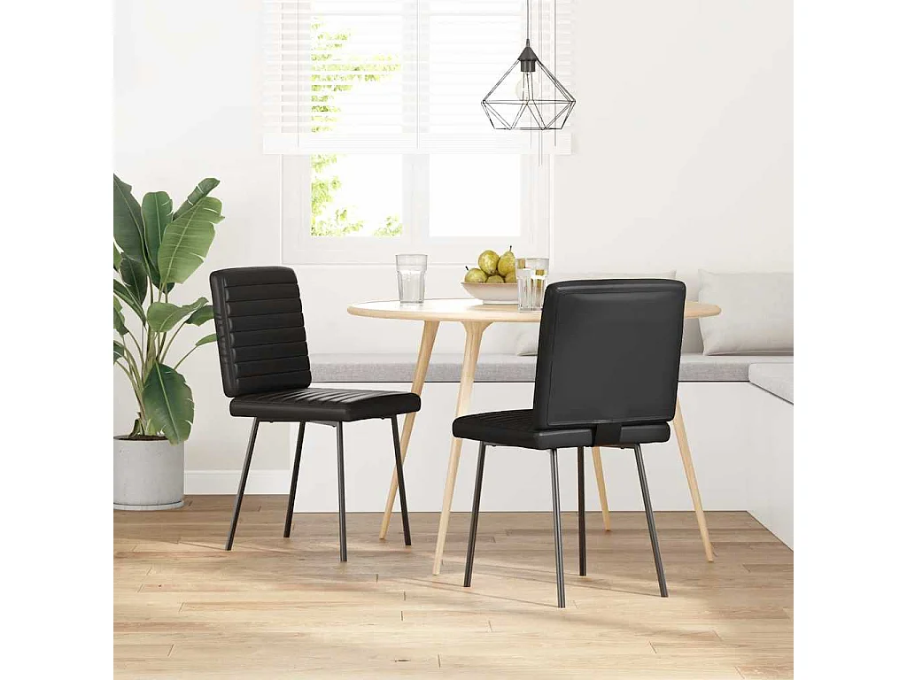 Sillas de comedor 2 unidades cuero sintético negro