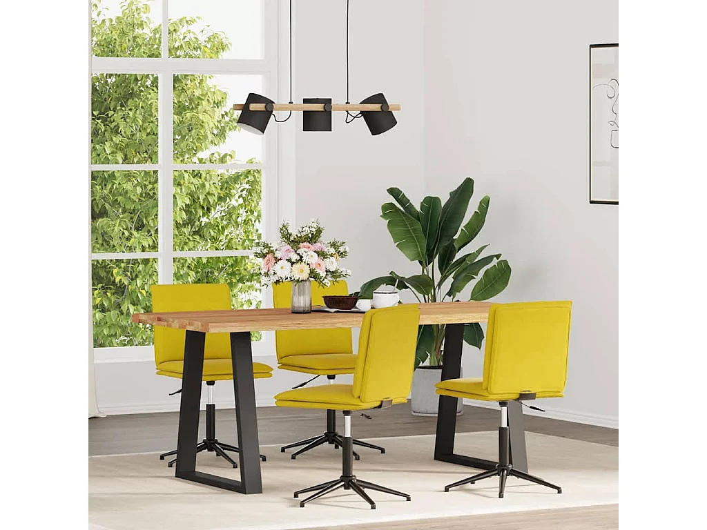 Eetkamerstoelen 4 stukkenfluweel geel