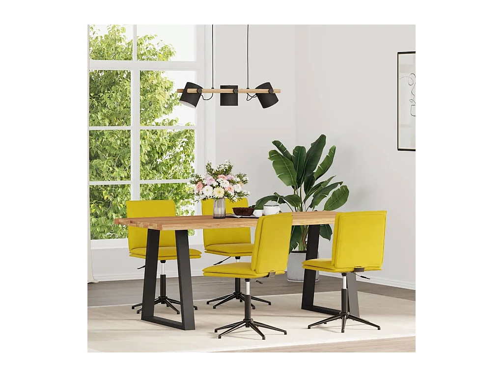 Chaises à manger lot de 4 jaune velours
