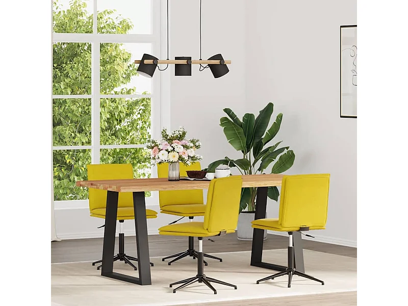 Chaises à manger lot de 4 jaune velours