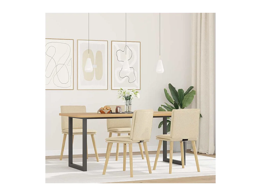 Chaises à manger lot de 4 crème tissu