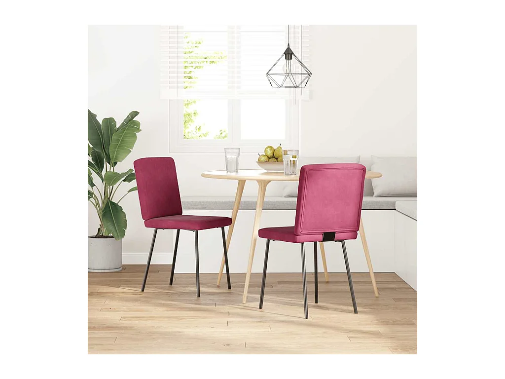 Chaises à manger lot de 2 Rouge bordeaux Velours