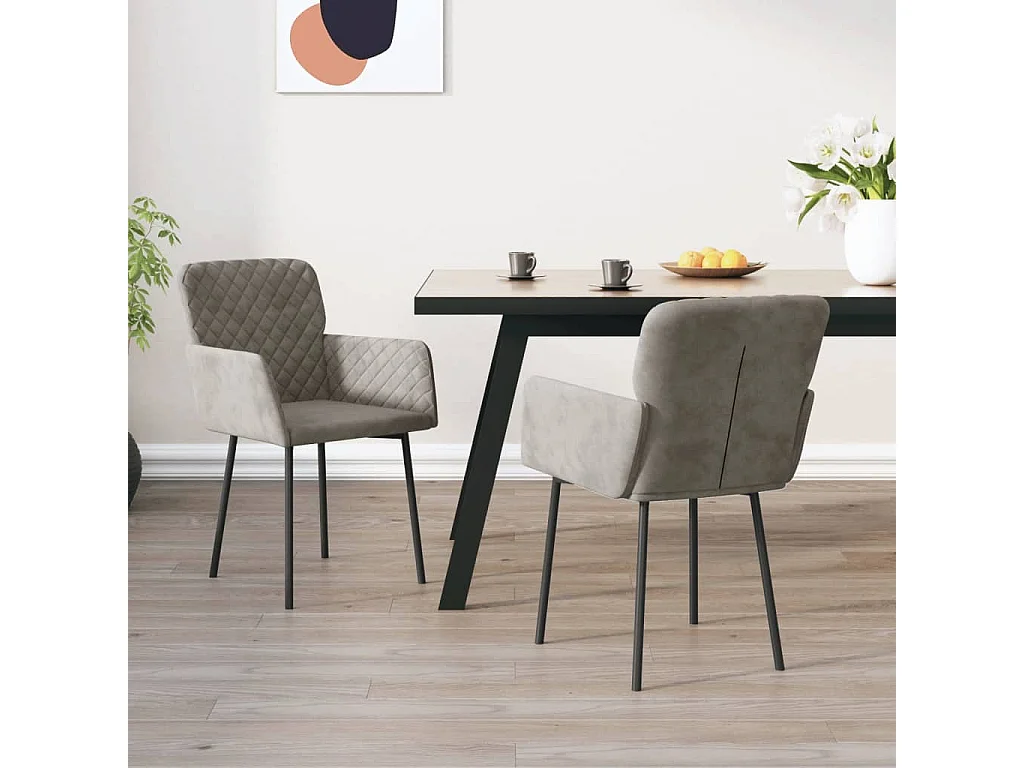 Chaises à manger lot de 2 Gris clair Velours