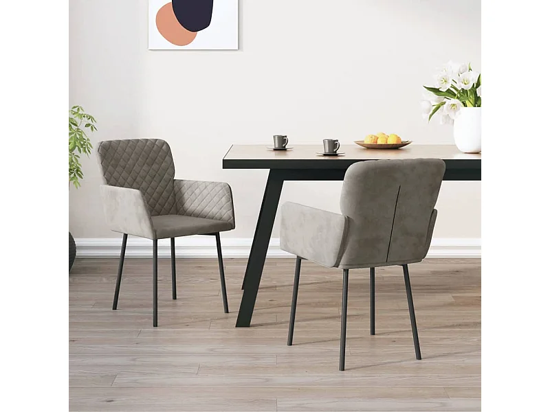 Eetkamerstoelen 2 st fluweel lichtgrijs