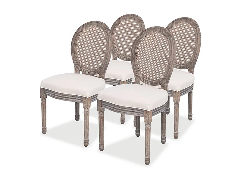 Cadeiras de jantar 4 peças tecido cor creme