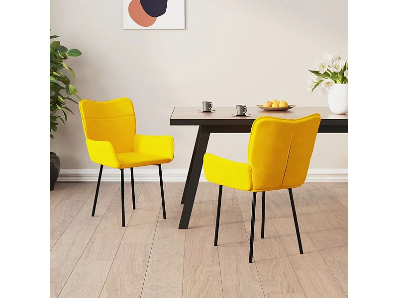 Sillas de comedor 2 unidades terciopelo amarillo
