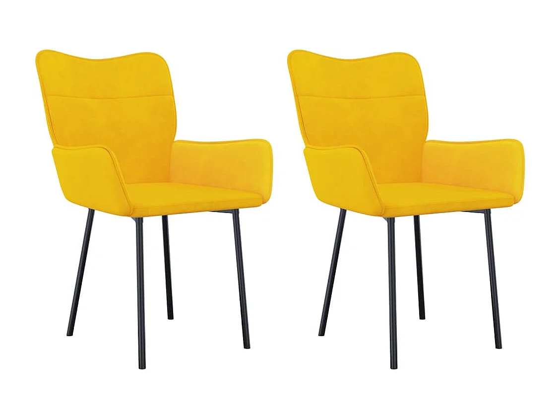 Chaises à manger lot de 2 Jaune Velours