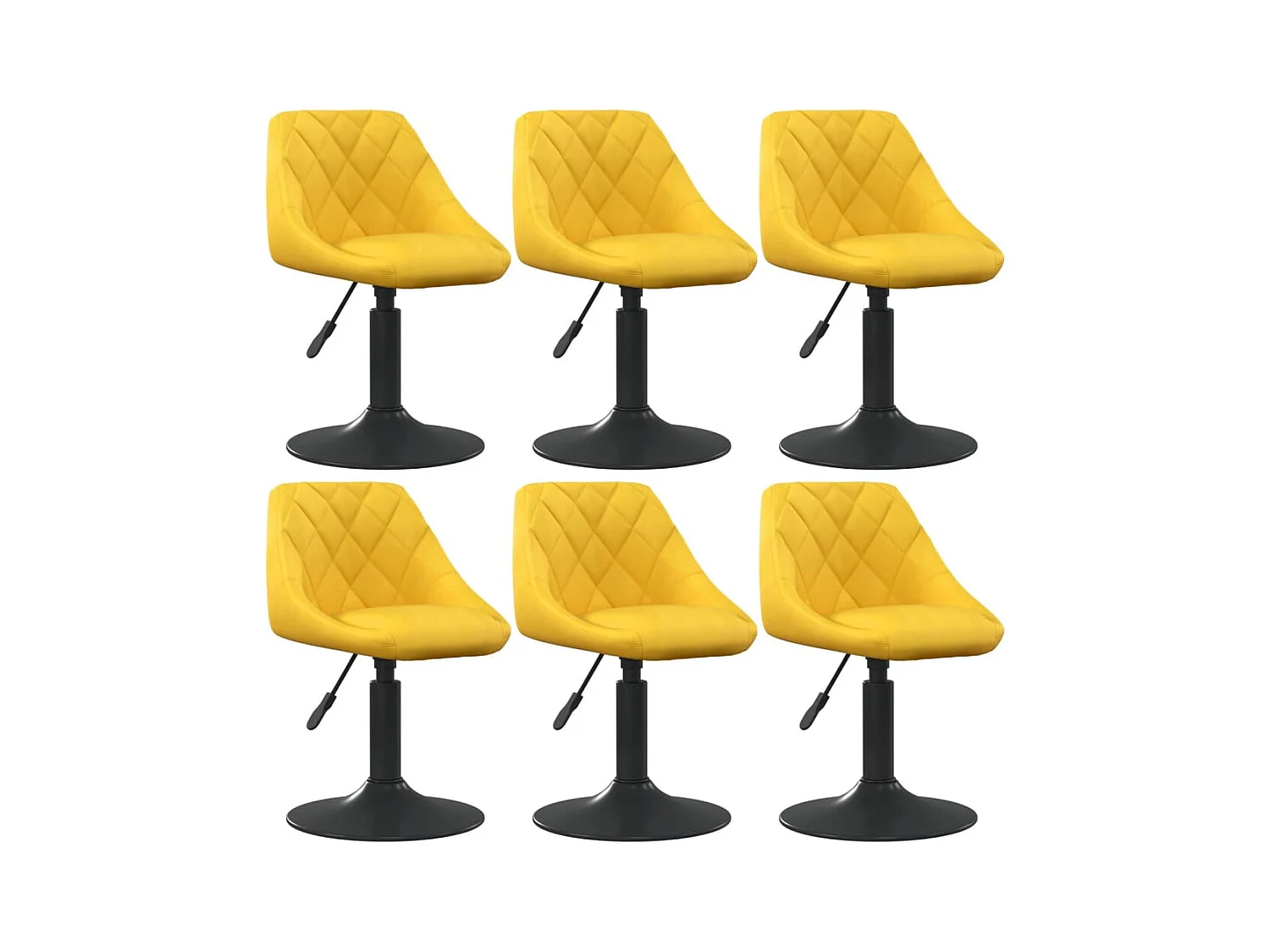 Chaises à manger pivotantes lot de 6 jaune moutarde velours