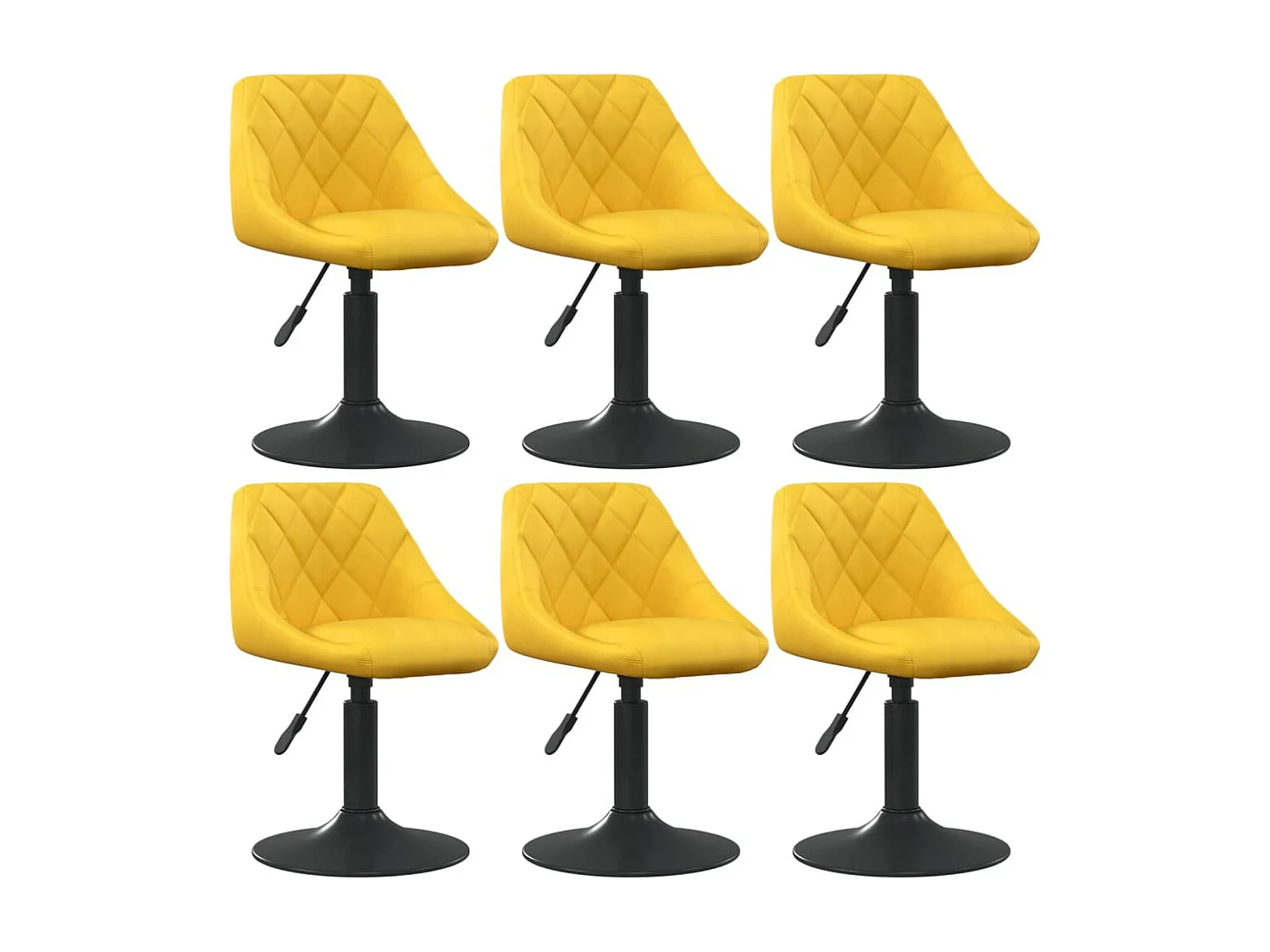Chaises à manger pivotantes lot de 6 jaune moutarde velours