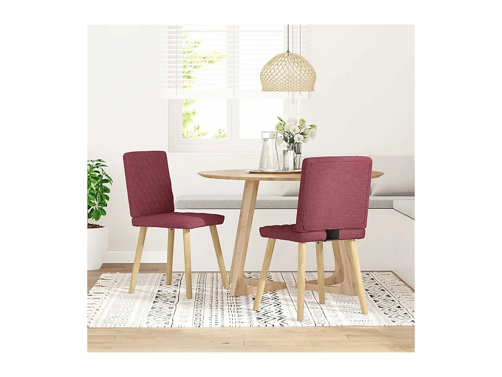 Chaises à manger lot de 2 rouge bordeaux tissu