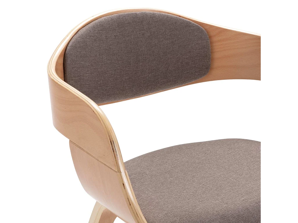 Chaises à manger lot de 6 bois courbé et tissu taupe