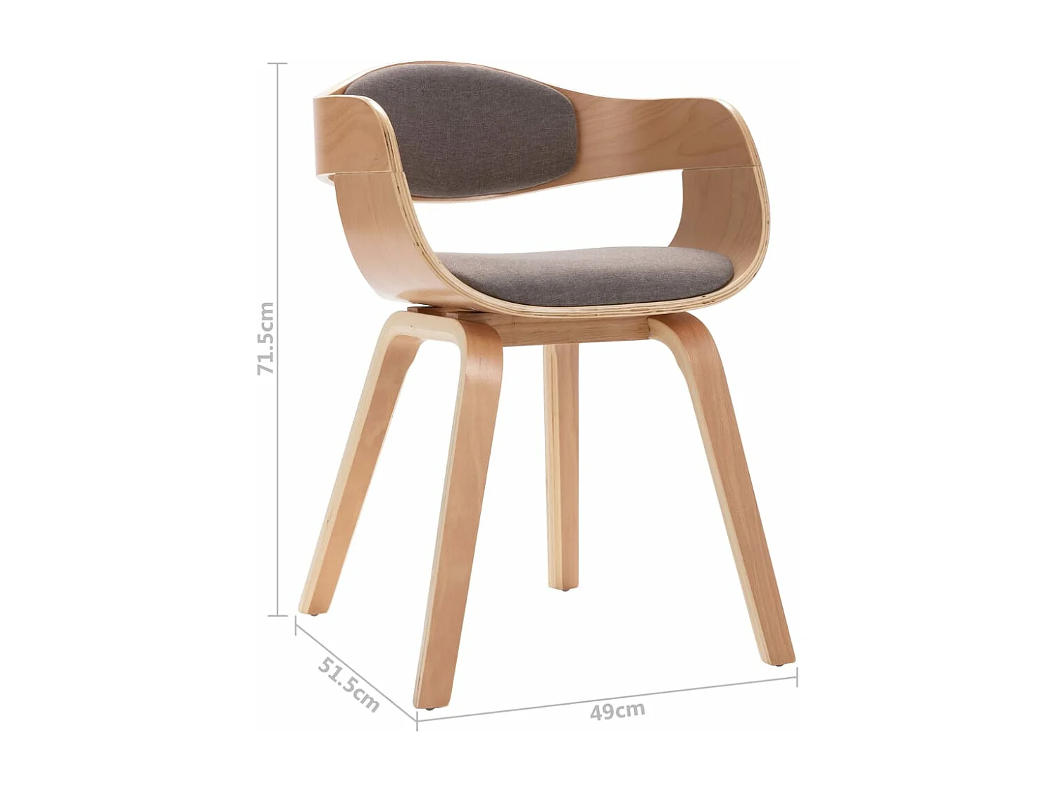 Chaises à manger lot de 6 bois courbé et tissu taupe