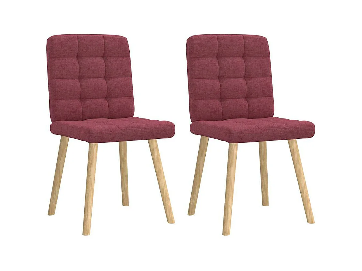 Chaises à manger lot de 2 rouge bordeaux tissu