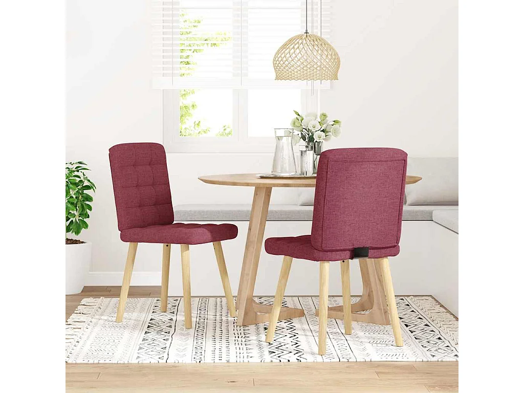 Chaises à manger lot de 2 rouge bordeaux tissu