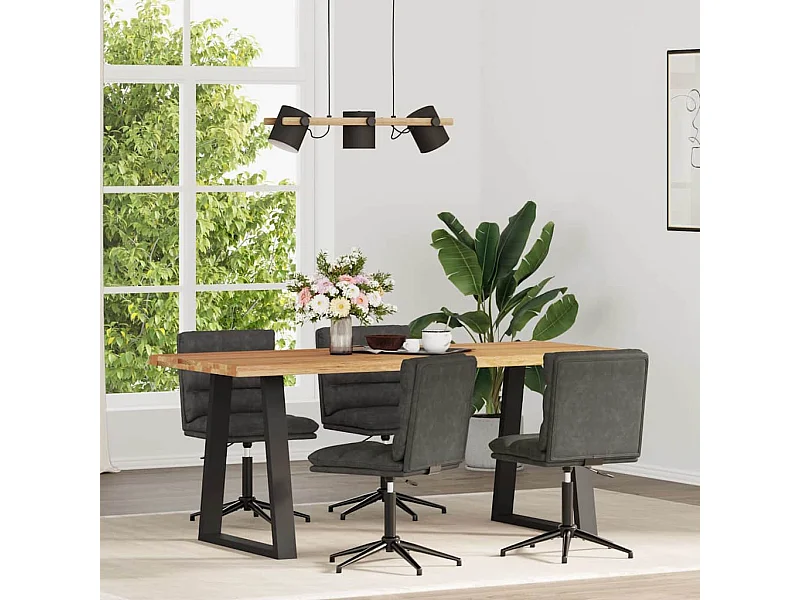 Chaises à manger lot de 4 noir similicuir