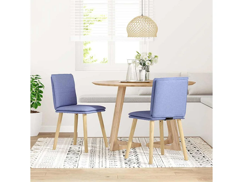 Chaises à manger lot de 2 bleu jean tissu