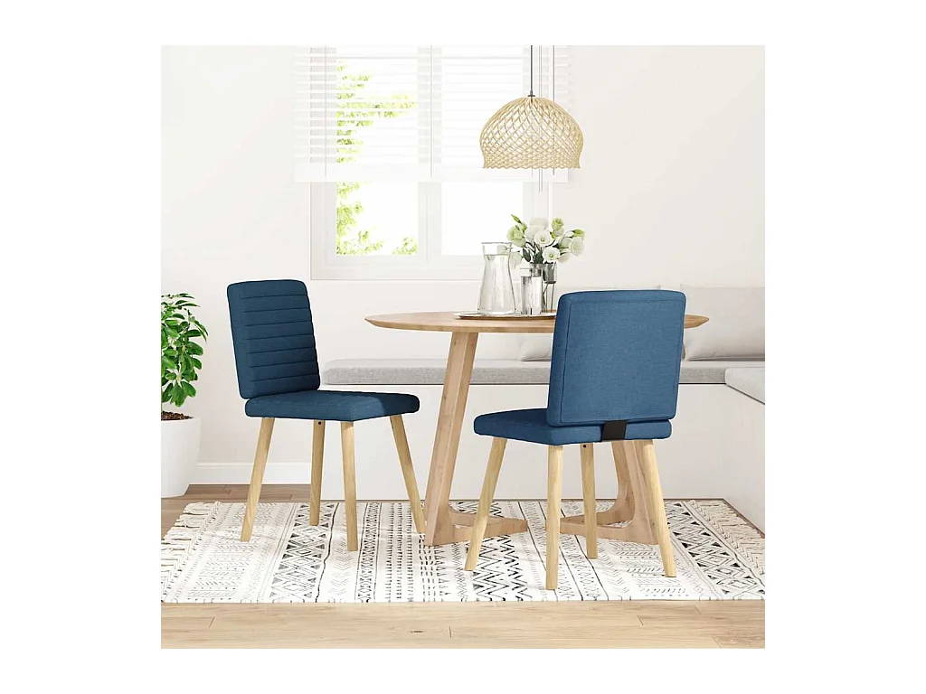 Chaises à manger lot de 2 bleu tissu