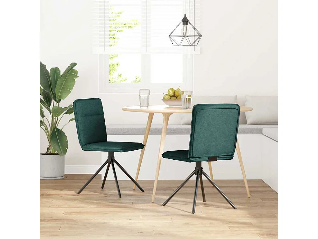 Chaises à manger lot de 2 vert foncé tissu