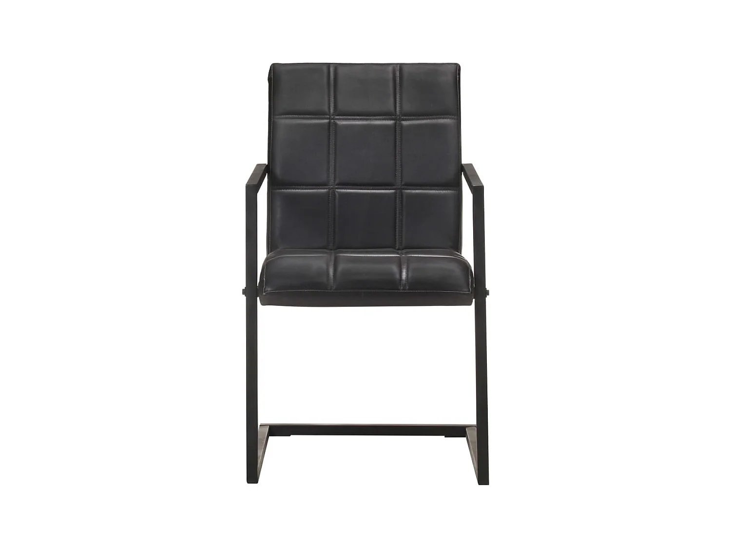 Chaises à manger cantilever lot de 6 noir cuir véritable
