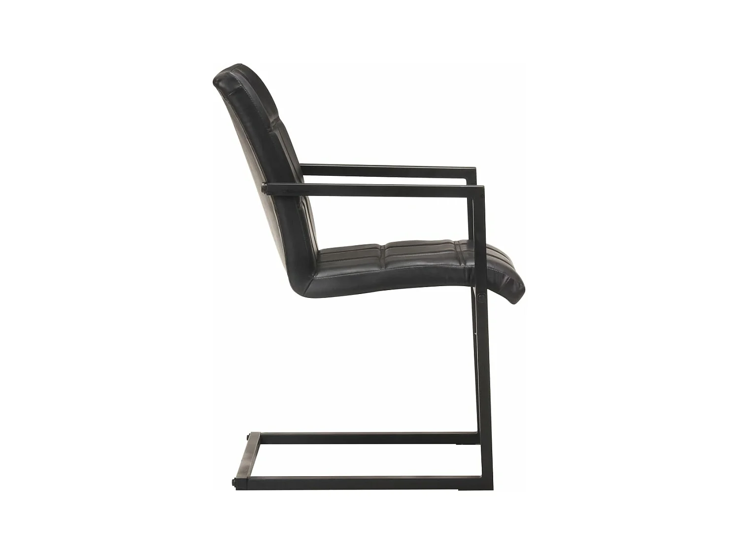Chaises à manger cantilever lot de 6 noir cuir véritable