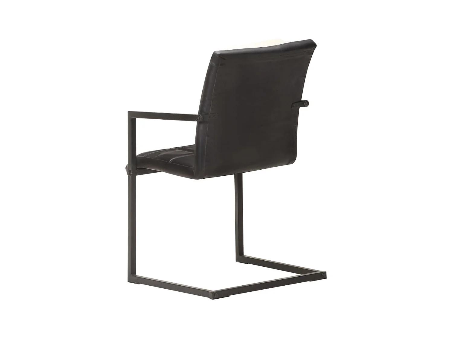 Chaises à manger cantilever lot de 6 noir cuir véritable