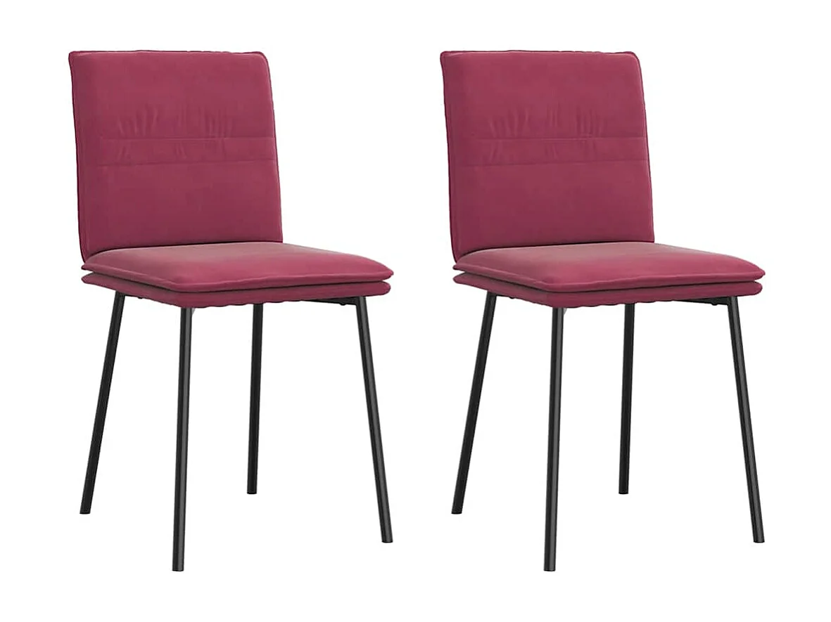 Chaises à manger lot de 2 Rouge bordeaux Velours