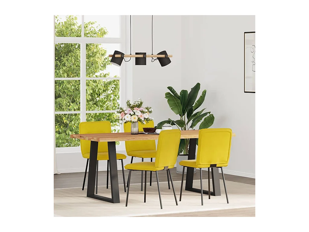 Chaises à manger lot de 4 jaune velours