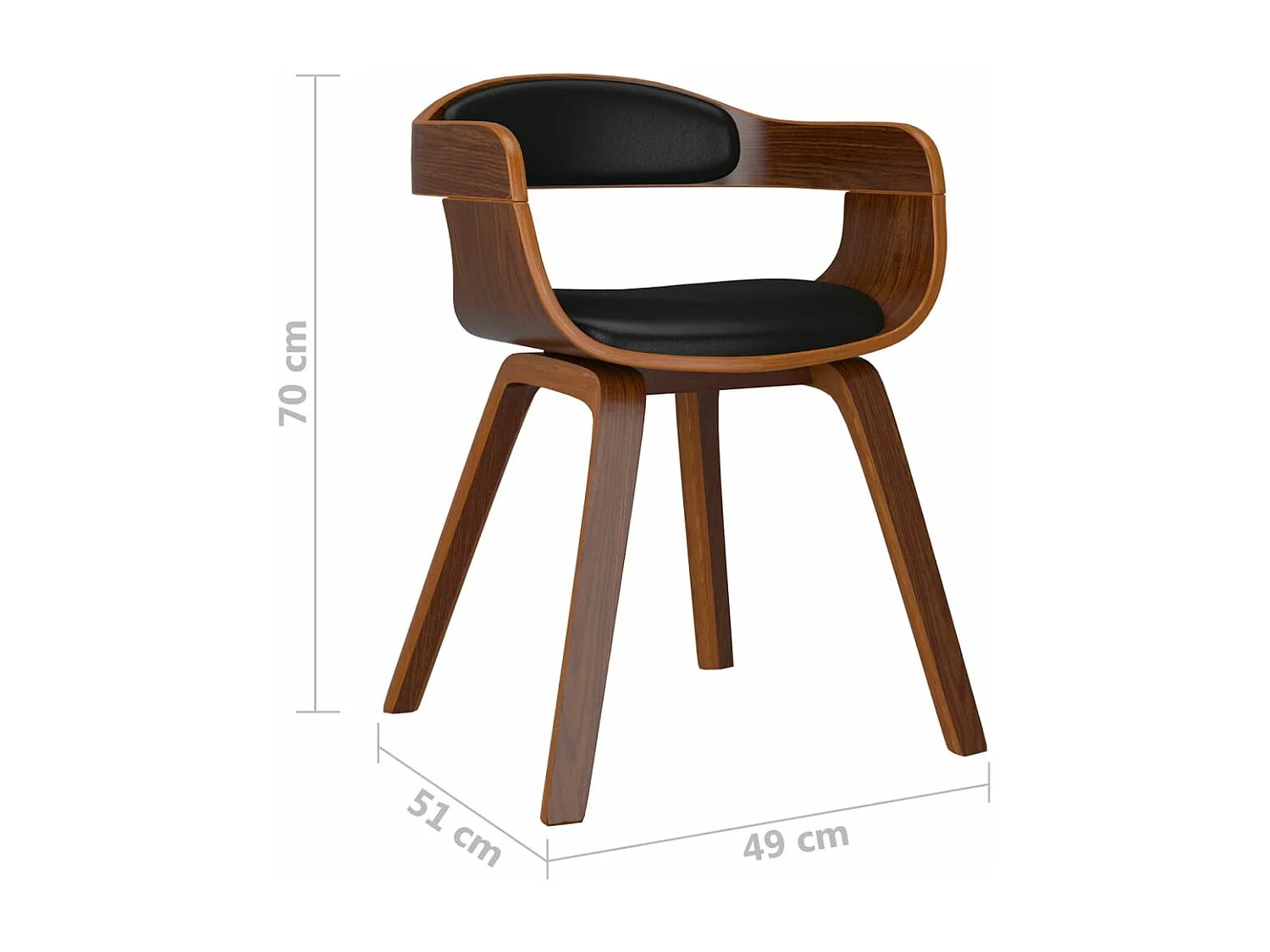 Sillas de comedor 6 unidades cuero sintético y madera curvada negro