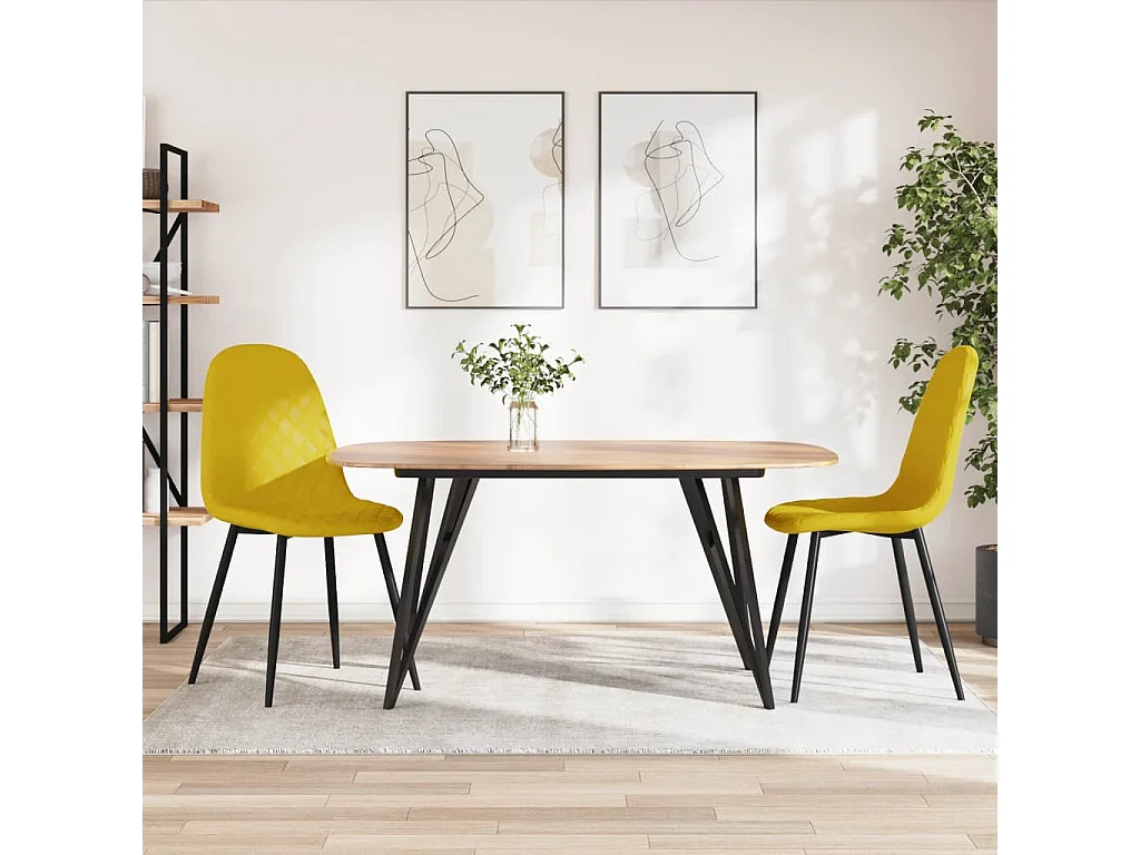 Chaises à manger lot de 2 Jaune moutarde Velours