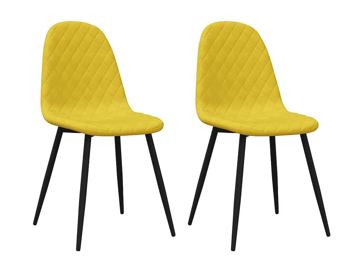 Chaises à manger lot de 2 Jaune moutarde Velours