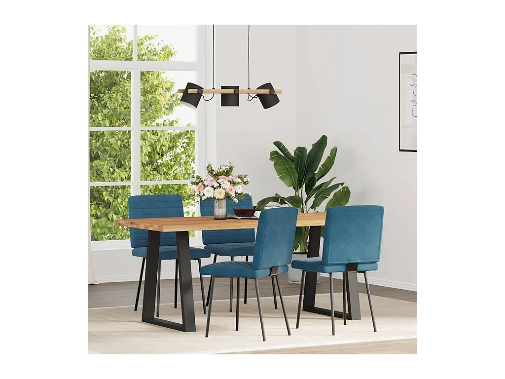 Chaises à manger lot de 4 Bleu Velours