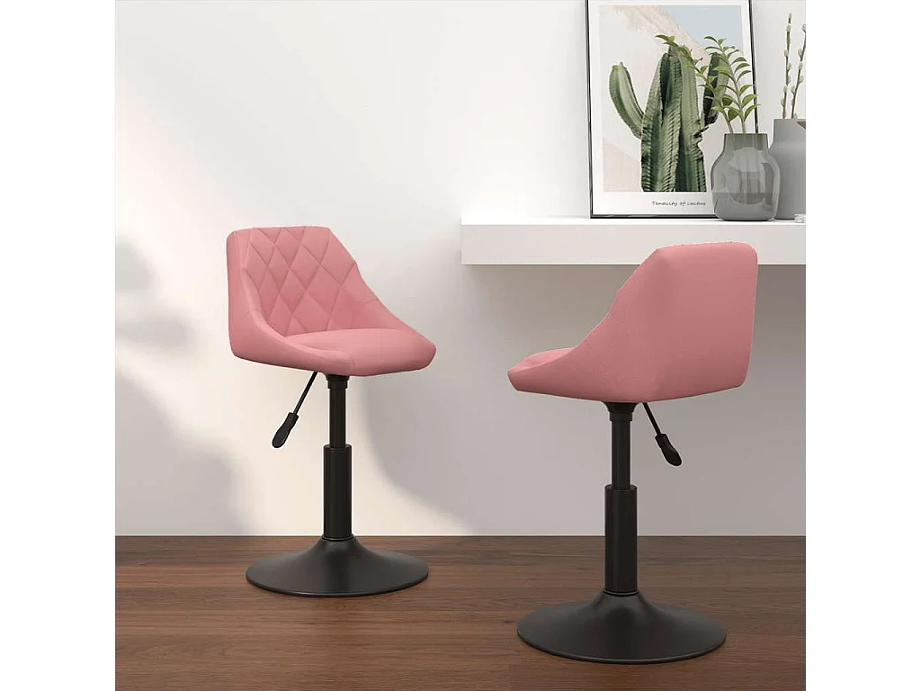 Chaises pivotantes à manger lot de 2 Rose Velours