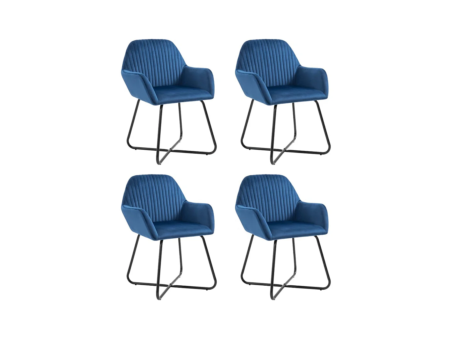 Chaises à manger lot de 4 Bleu Velours
