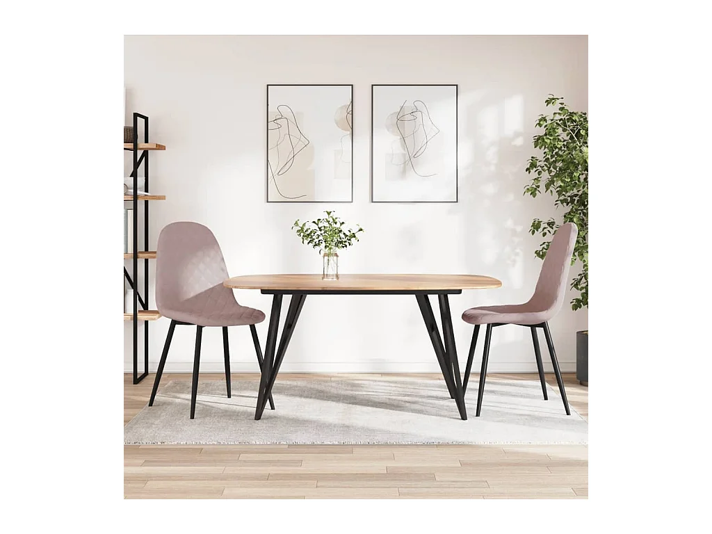 Sillas de comedor 2 unidades de terciopelo rosa