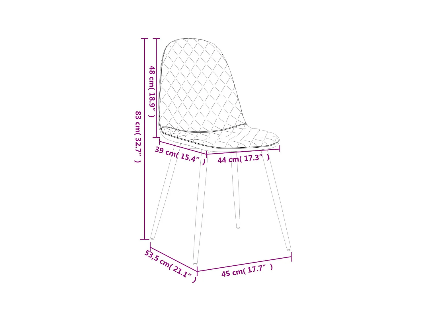 Chaises à manger lot de 2 rose velours