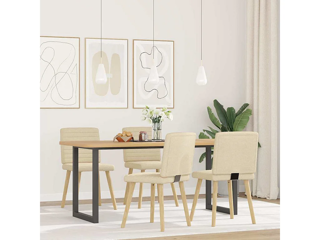 Chaises à manger lot de 4 crème tissu